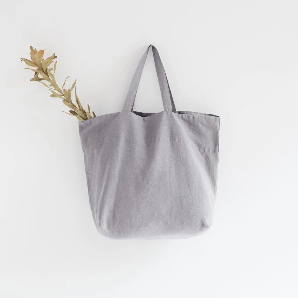 Leinen Tasche in Hellgrau Grau von Linen Tales Größe 54 cm breit+ 60 cm lang