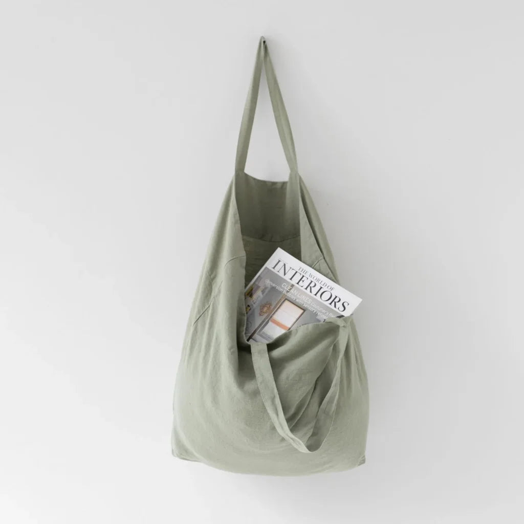 Leinen Tasche in Hellgrün Grün von Linen Tales Größe 54 cm breit+ 60 cm lang
