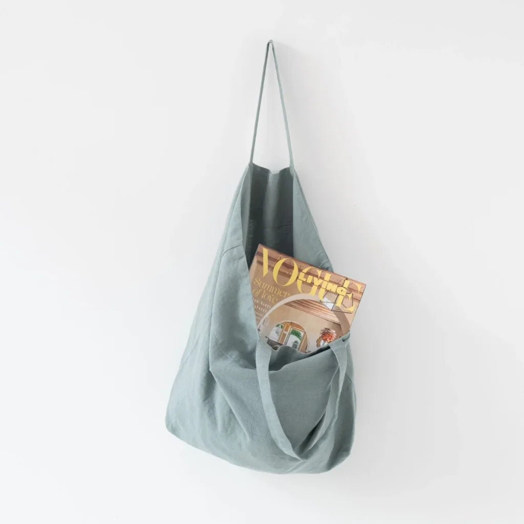 Leinen Tasche in Mint Grün von Linen Tales Größe 54 cm breit+ 60 cm lang