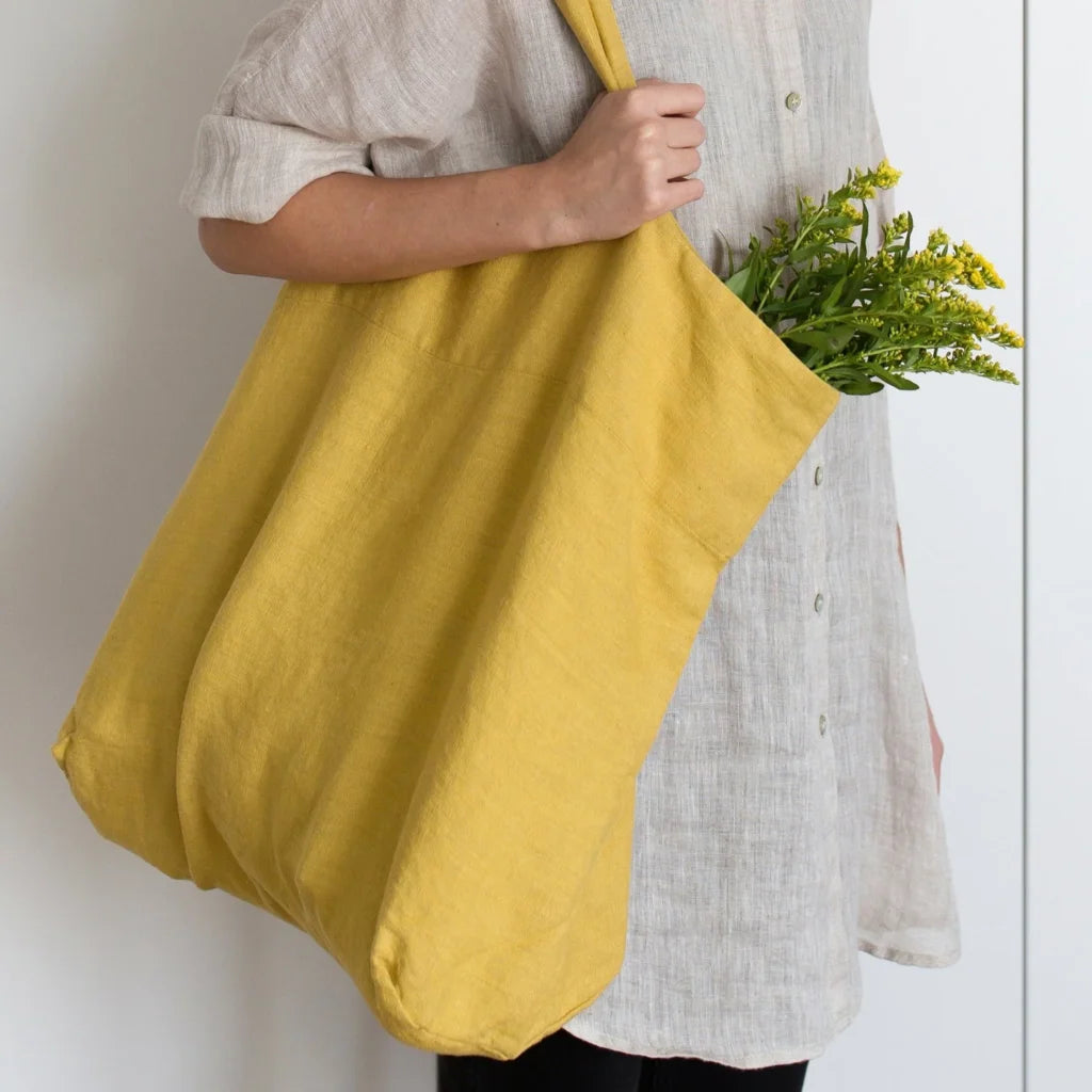 Leinen Tasche in Senfgelb Gelb von Linen Tales Größe 54 cm breit+ 60 cm lang