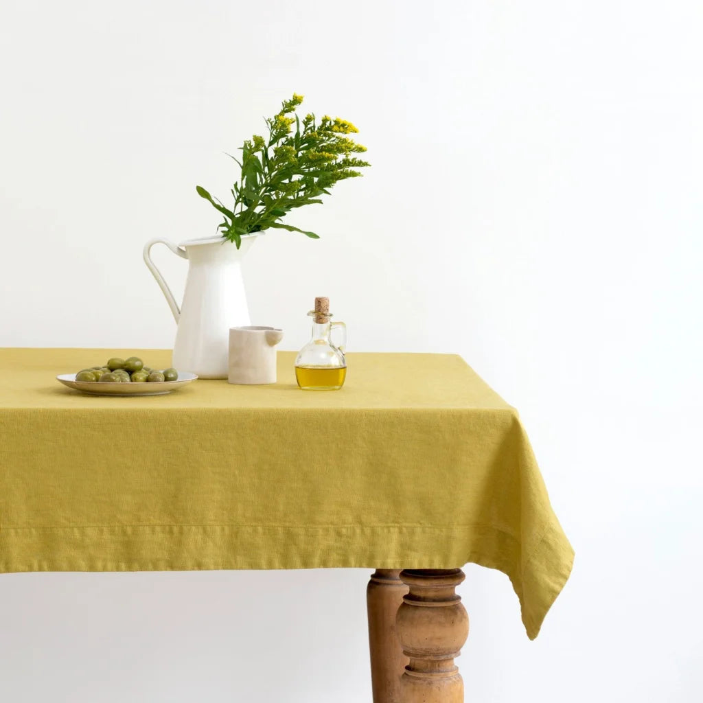 Leinen Tischdecke in Senfgelb Gelb von Linen Tales Größe 140x250 cm