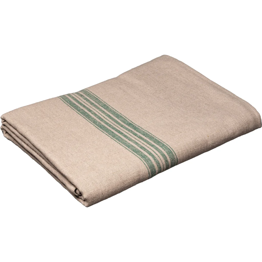 Leinen Tischdecke JARA in Beige+Grün Muster Streifen von Erika Vaitkute Größe 138x180 cm