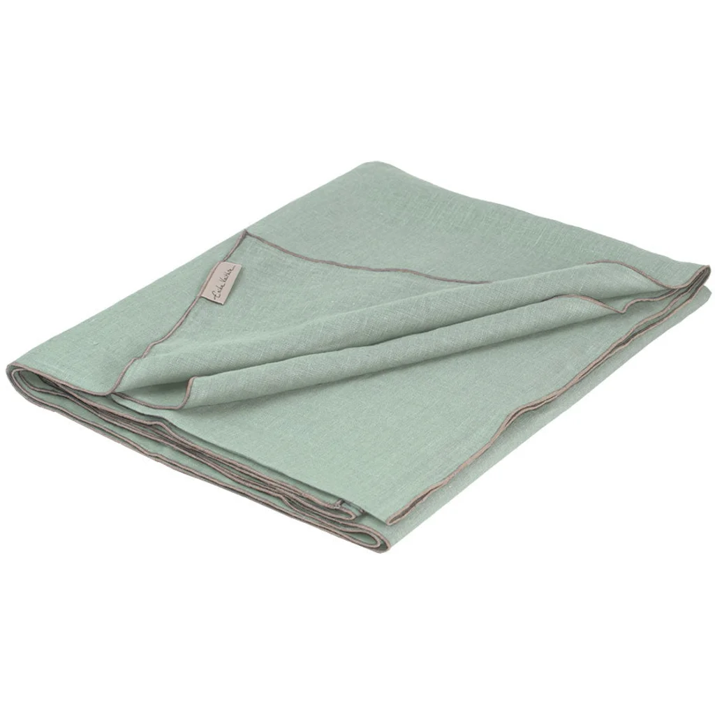 Leinen Tischdecke VILNIA in Mint+Beige Grün+Beige von Erika Vaitkute Größe 145x250 cm