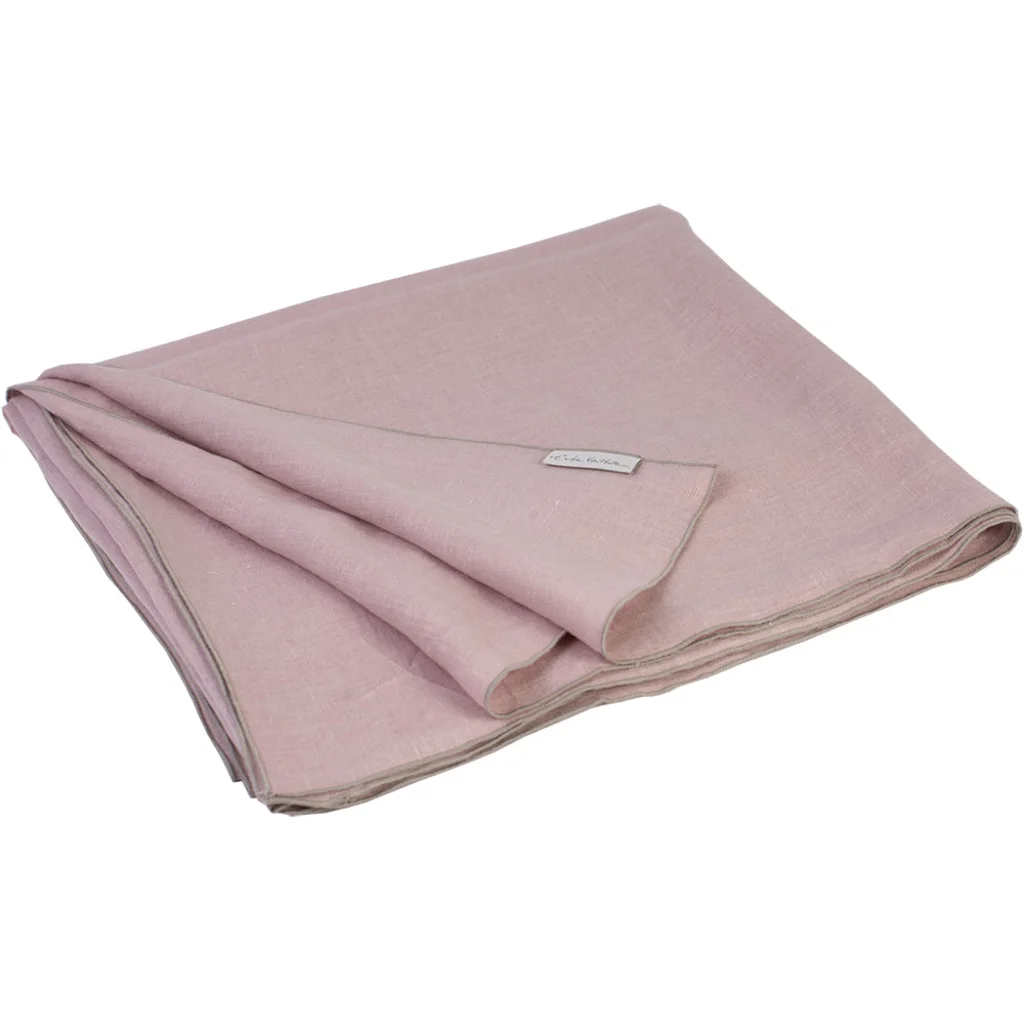 Leinen Tischdecke VILNIA in Rosa+Beige von Erika Vaitkute Größe 145x250 cm