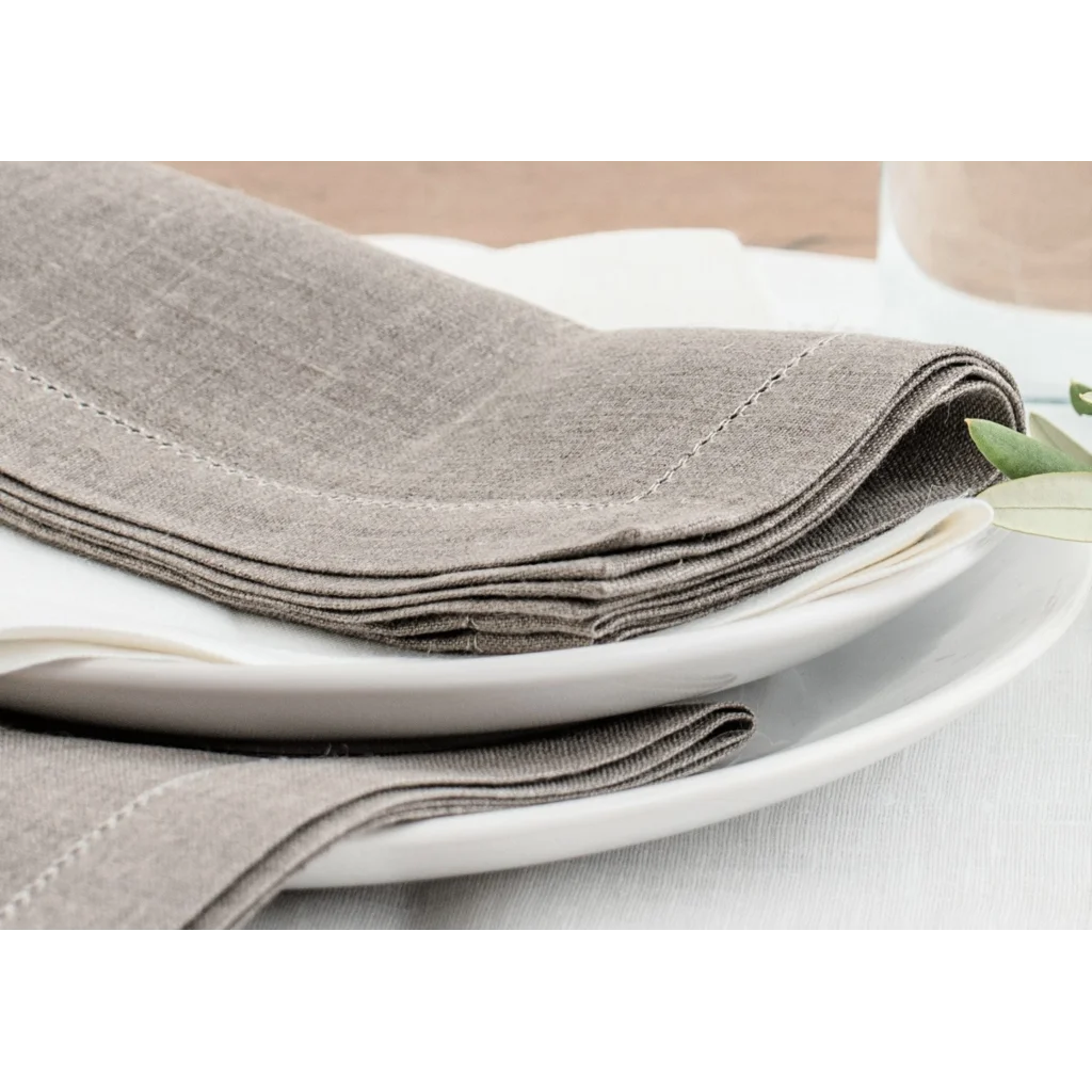 Leinen Tischset ALANTA 6er-Pack in Creme+Beige von Erika Vaitkute Größe 50x38 cm