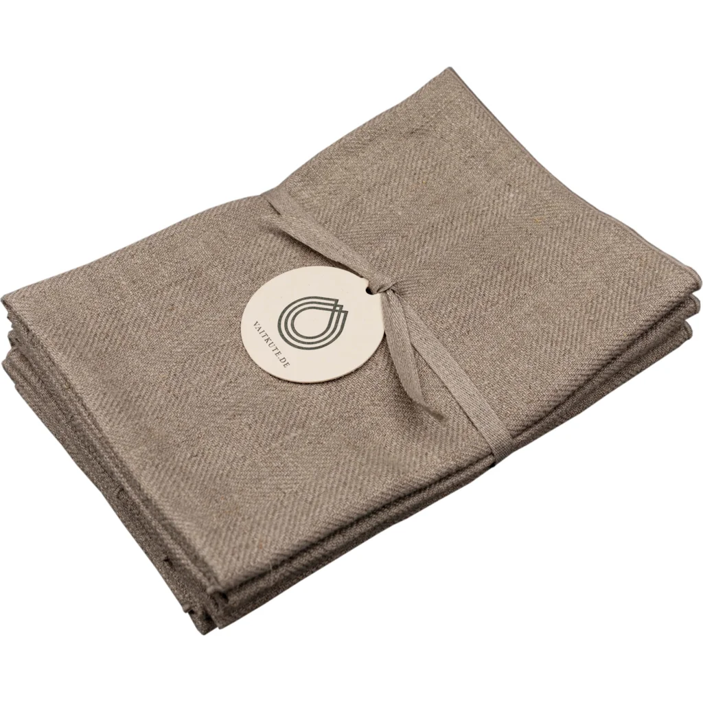 Leinen Tischset mit Fischgrät-Muster 6er-Pack in Beige+Beige Muster Fischgrät von Erika Vaitkute Größe 46x36 cm