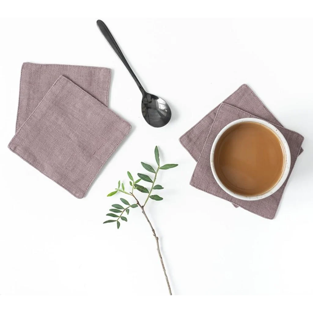 Leinen Untersetzer 4er-Pack in Altrosa Rosa von Linen Tales Größe 10x10 cm