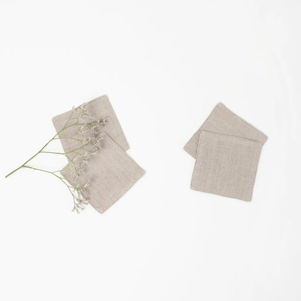 Leinen Untersetzer 4er-Pack in Beige von Linen Tales Größe 15x15 cm