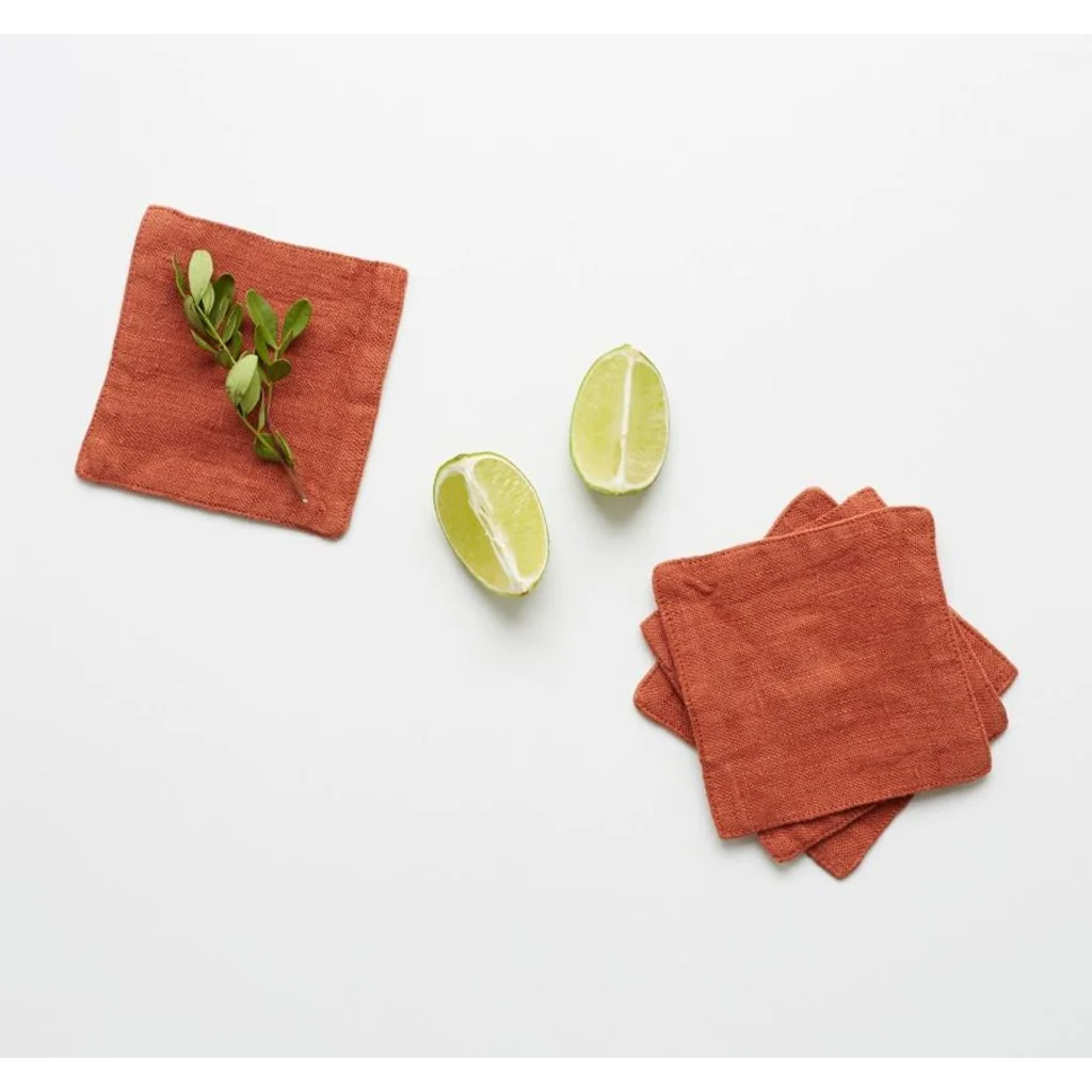 Leinen Untersetzer 4er-Pack in Terra Orange von Linen Tales Größe 15x15 cm