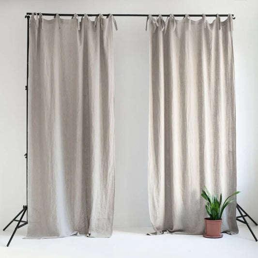 Leinen Verdunkelungsvorhang mit Schlaufen 2er-Set in Beige von Linen Tales Größe 140x170 cm