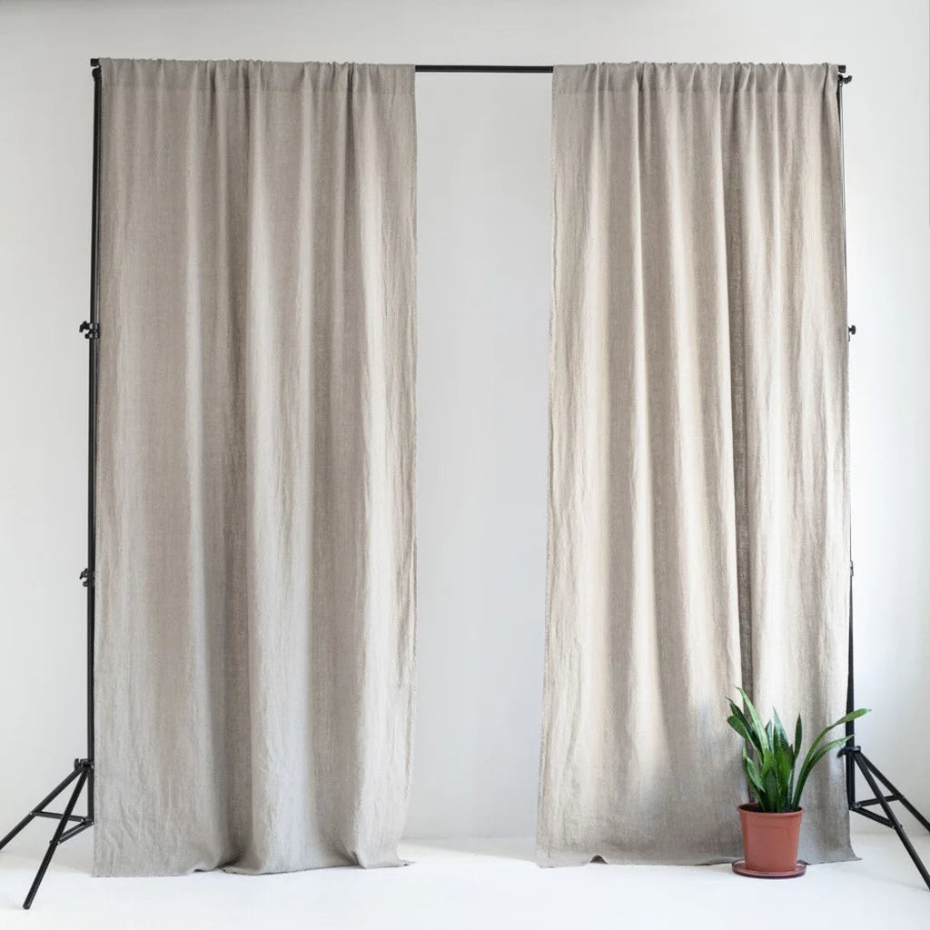 Leinen Verdunkelungsvorhang mit Tunnel 2er-Set in Beige von Linen Tales Größe 140x330 cm