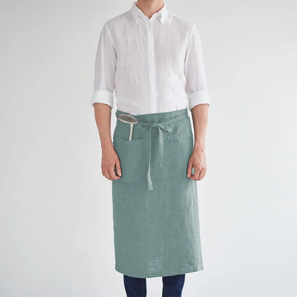 Leinen Vorbinder in Mint Grün von Linen Tales Größe 105 cm breit+ 78 cm lang