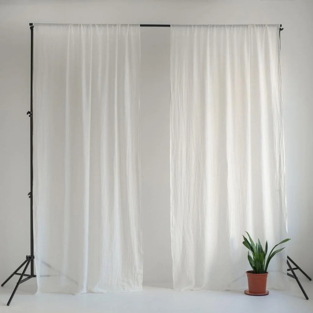 Leinen Vorhang mit Tunnel 2er-Set in Weiß von Linen Tales Größe 130x230 cm
