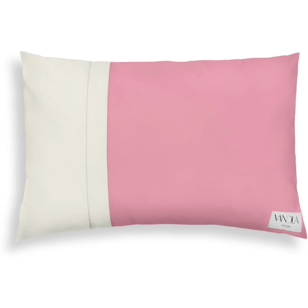 Modulare Kissenhülle rechteckig Farbkombinationen mit Altrosa in Altrosa+Creme Rosa+Creme von Vandla design Größe 40x60 cm