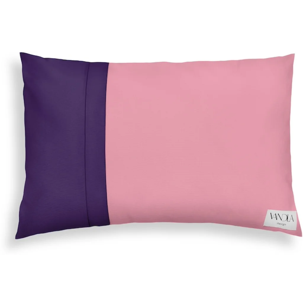 Modulare Kissenhülle rechteckig Farbkombinationen mit Altrosa in Altrosa+Lila Rosa+Lila von Vandla design Größe 40x60 cm