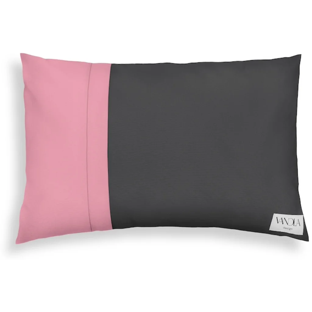Modulare Kissenhülle rechteckig Farbkombinationen mit Anthrazit in Anthrazit+Altrosa Grau+Rosa von Vandla design Größe 40x60 cm