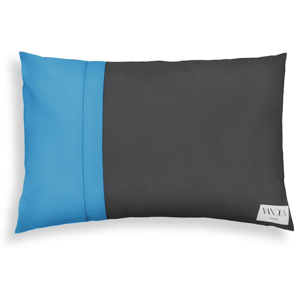 Modulare Kissenhülle rechteckig Farbkombinationen mit Anthrazit in Anthrazit+Atlantik Grau+Blau von Vandla design Größe 40x60 cm