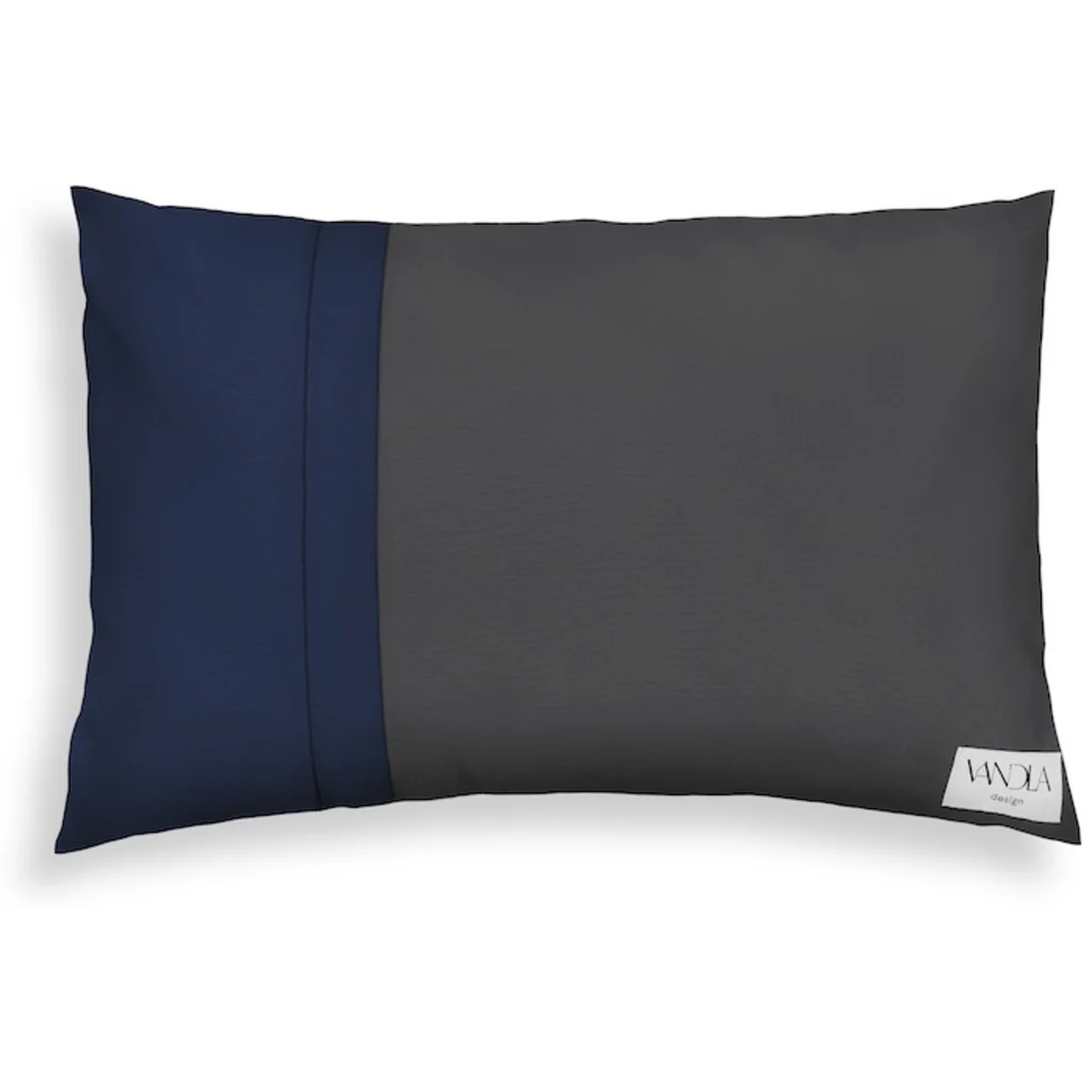 Modulare Kissenhülle rechteckig Farbkombinationen mit Anthrazit in Anthrazit+Marine Grau+Blau von Vandla design Größe 40x60 cm