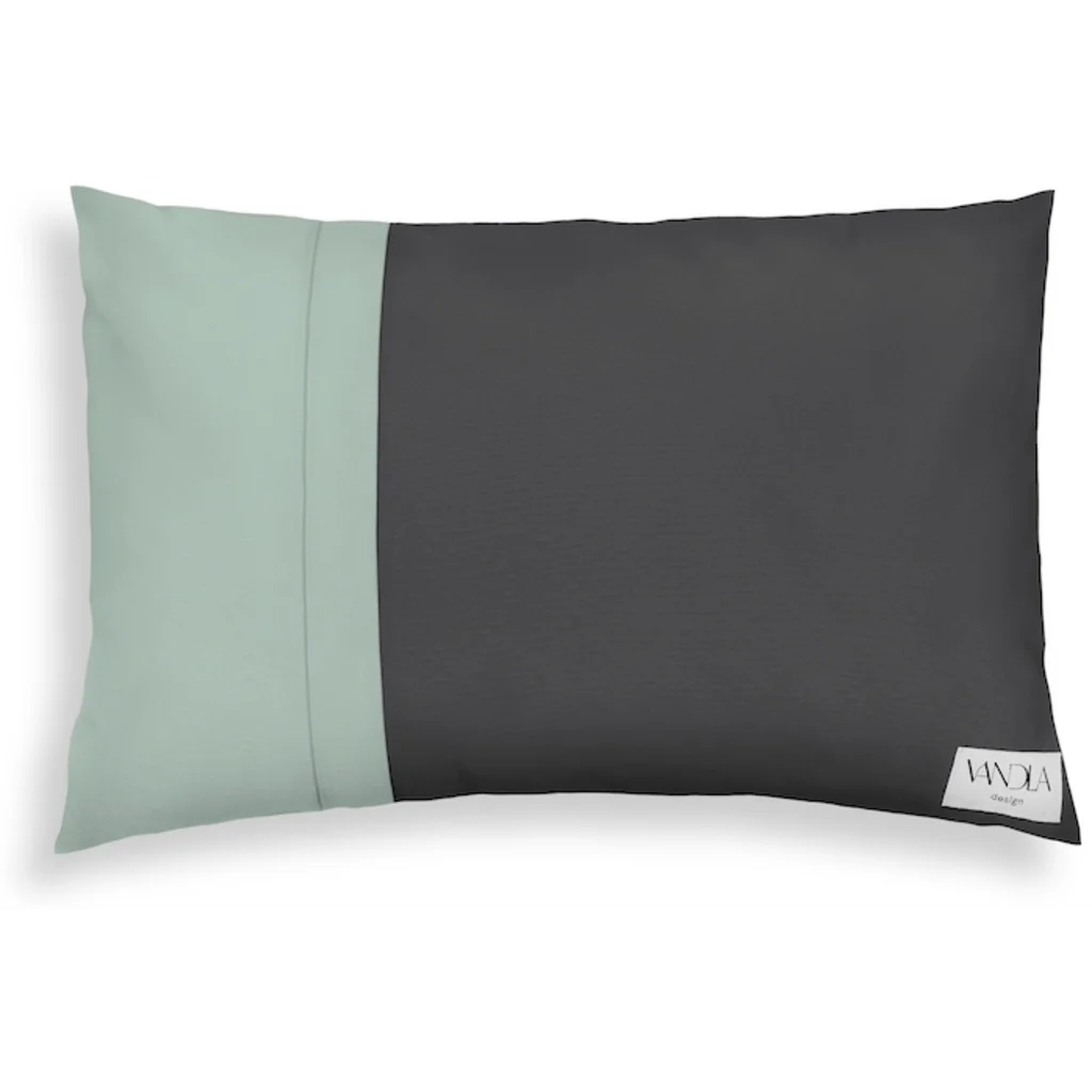 Modulare Kissenhülle rechteckig Farbkombinationen mit Anthrazit in Anthrazit+Mint Grau+Grün von Vandla design Größe 40x60 cm