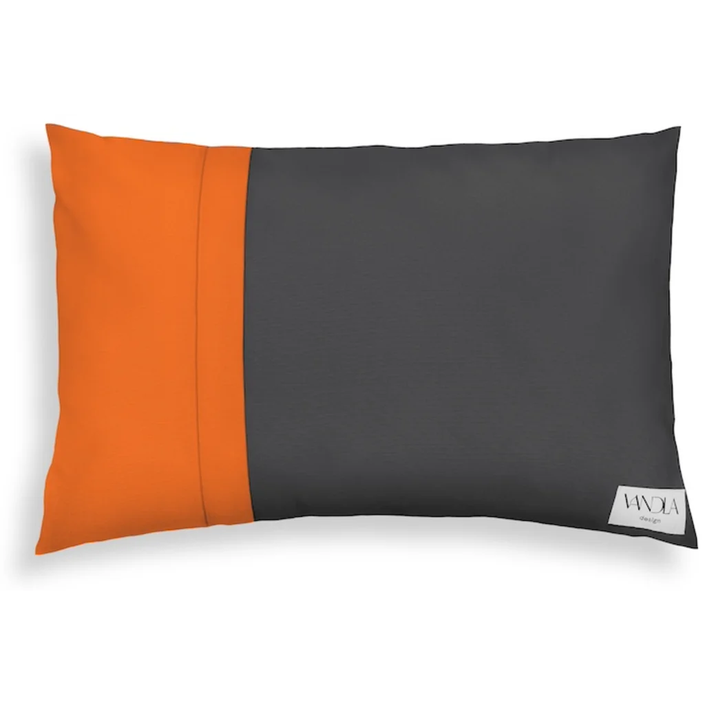 Modulare Kissenhülle rechteckig Farbkombinationen mit Anthrazit in Anthrazit+Orange Grau+Orange von Vandla design Größe 40x60 cm