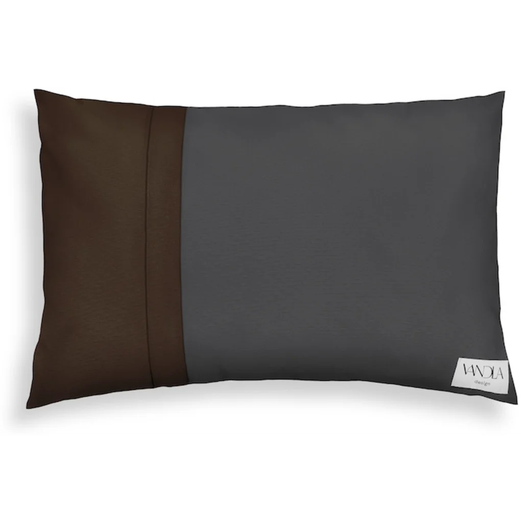 Modulare Kissenhülle rechteckig Farbkombinationen mit Anthrazit in Anthrazit+Schoko Grau+Braun von Vandla design Größe 40x60 cm