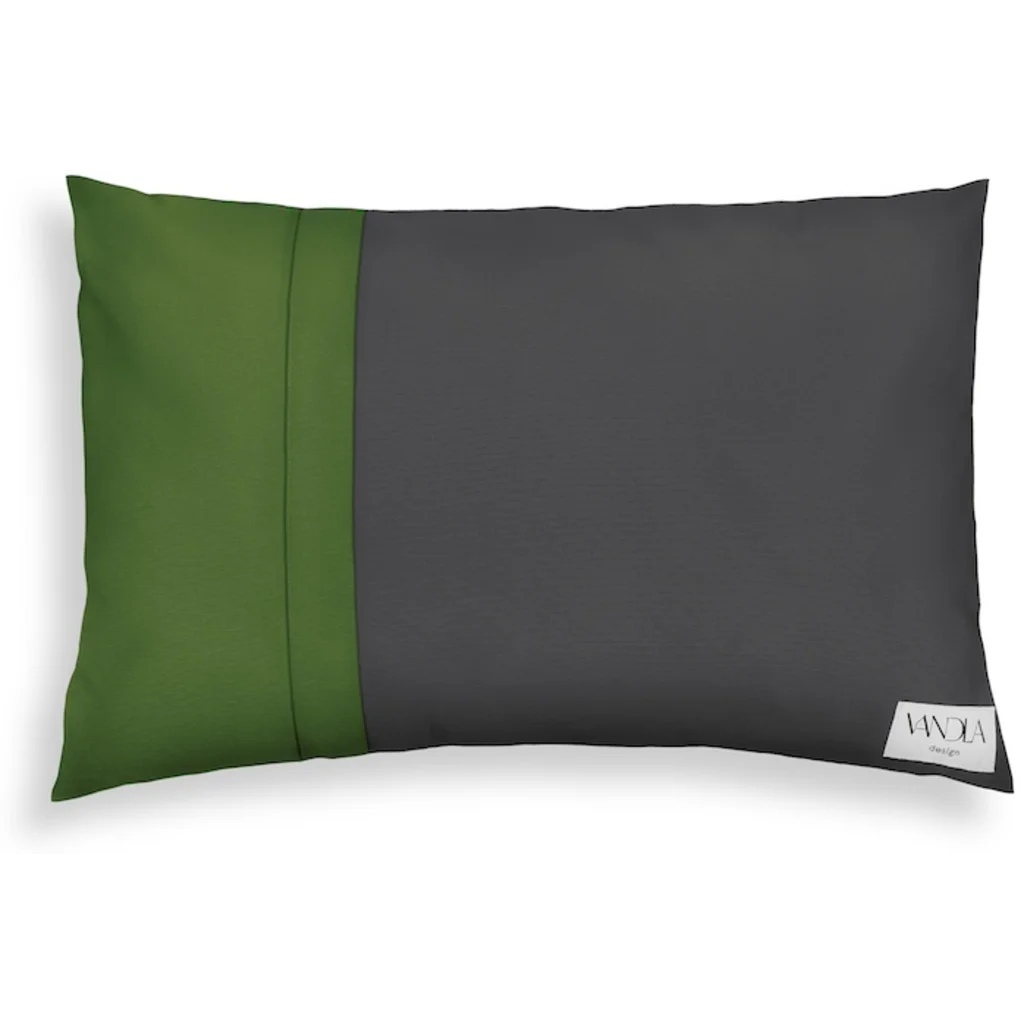Modulare Kissenhülle rechteckig Farbkombinationen mit Anthrazit in Anthrazit+Waldgrün Grau+Grün von Vandla design Größe 40x60 cm