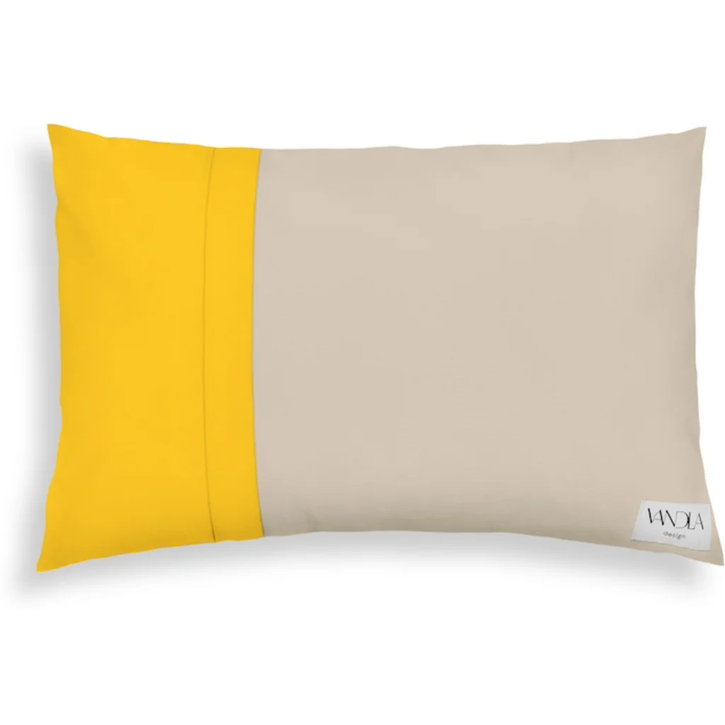 Modulare Kissenhülle rechteckig Farbkombinationen mit Beige in Beige+Gelb von Vandla design Größe 40x60 cm