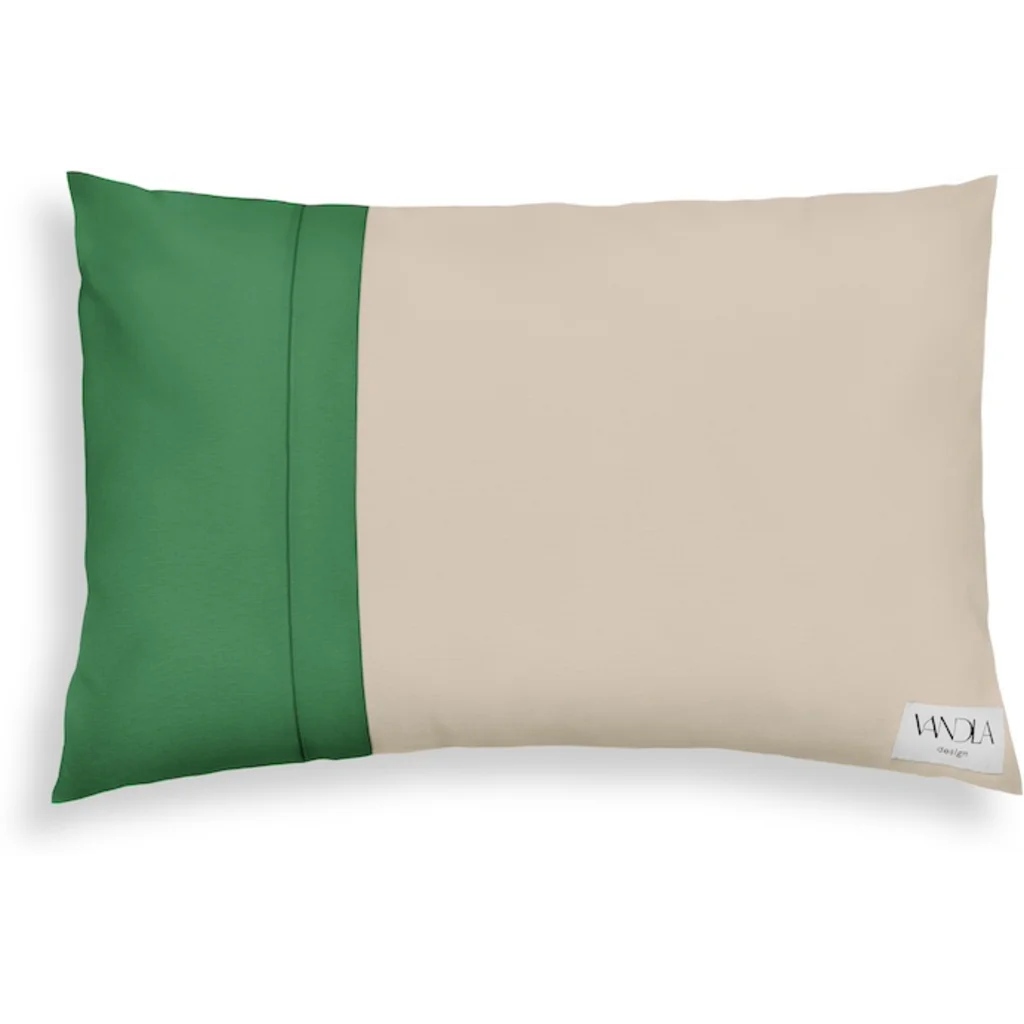 Modulare Kissenhülle rechteckig Farbkombinationen mit Beige in Beige+Grün von Vandla design Größe 40x60 cm