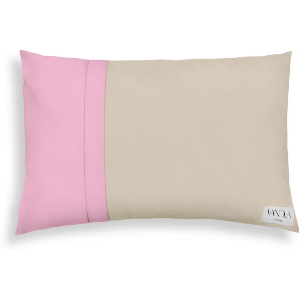 Modulare Kissenhülle rechteckig Farbkombinationen mit Beige in Beige+Pink von Vandla design Größe 40x60 cm