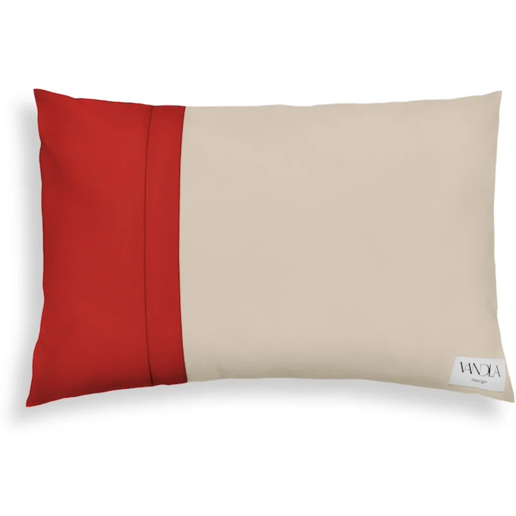 Modulare Kissenhülle rechteckig Farbkombinationen mit Beige in Beige+Rot von Vandla design Größe 40x60 cm