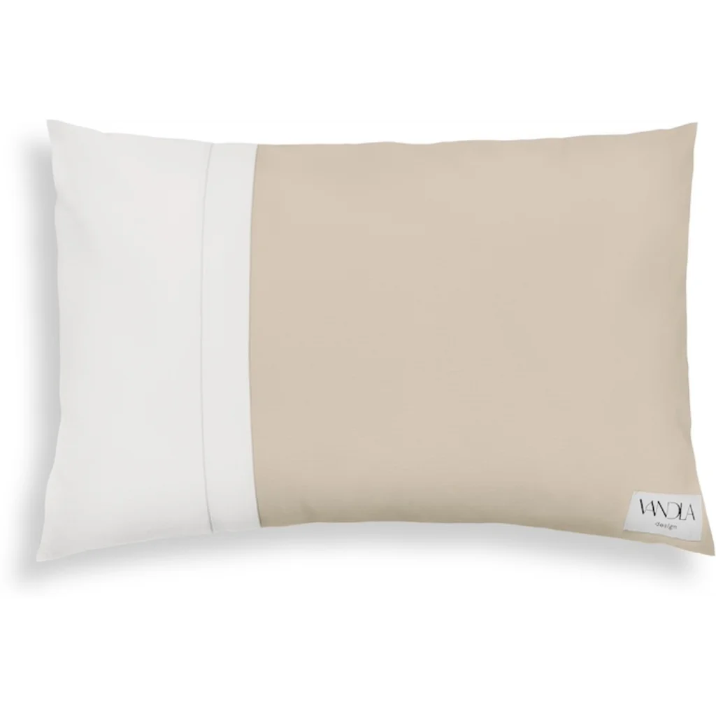 Modulare Kissenhülle rechteckig Farbkombinationen mit Beige in Beige+Weiß von Vandla design Größe 40x60 cm