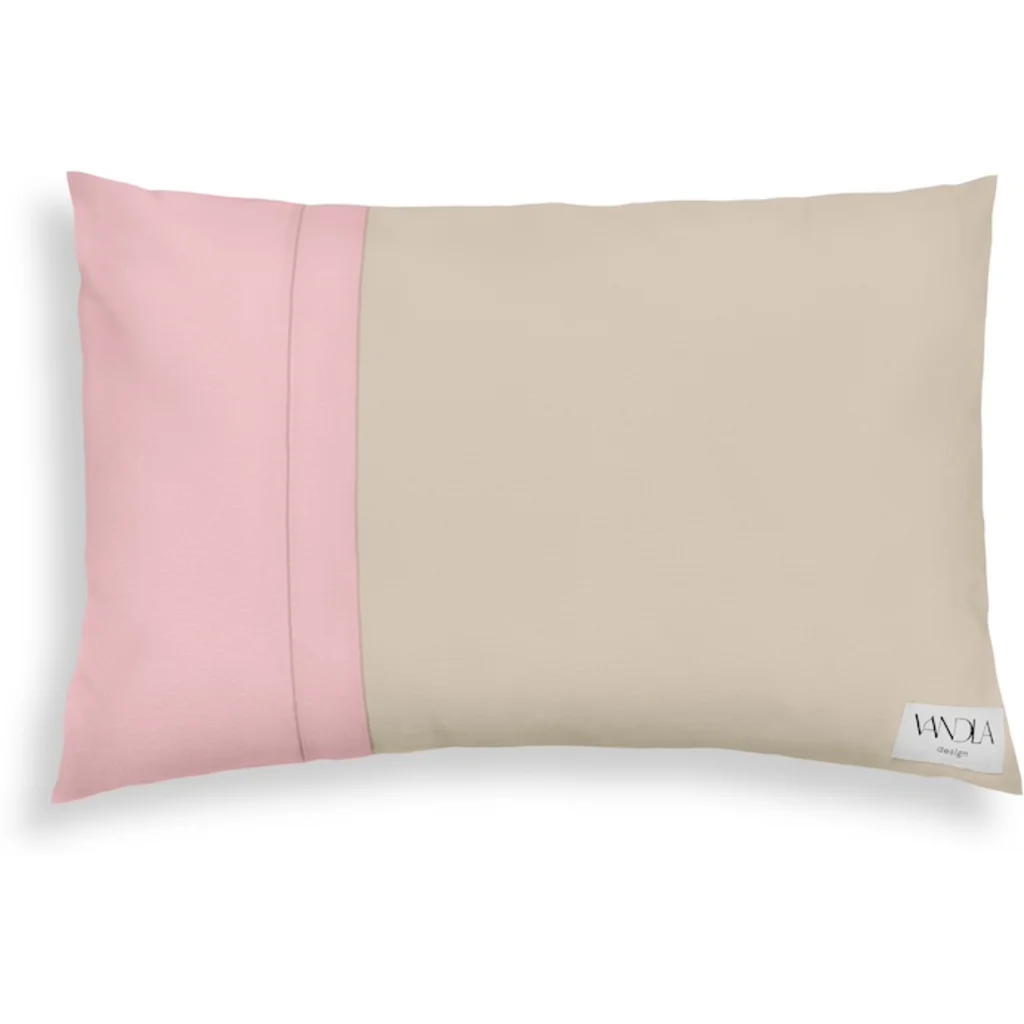 Modulare Kissenhülle rechteckig Farbkombinationen mit Beige in Beige+Zartrosa Beige+Rosa von Vandla design Größe 40x60 cm