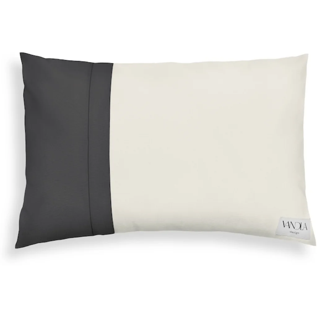 Modulare Kissenhülle rechteckig Farbkombinationen mit Creme in Creme+Anthrazit Creme+Grau von Vandla design Größe 40x60 cm