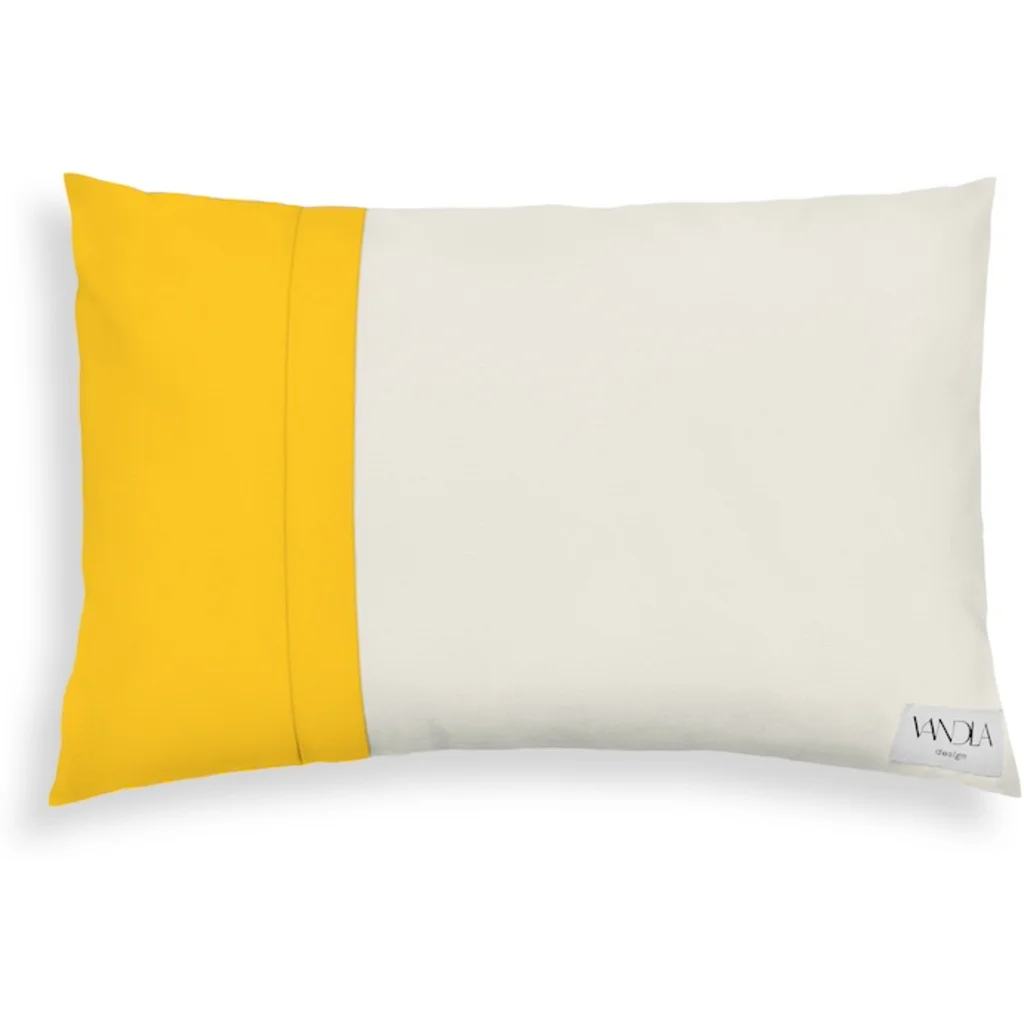 Modulare Kissenhülle rechteckig Farbkombinationen mit Creme in Creme+Gelb von Vandla design Größe 40x60 cm