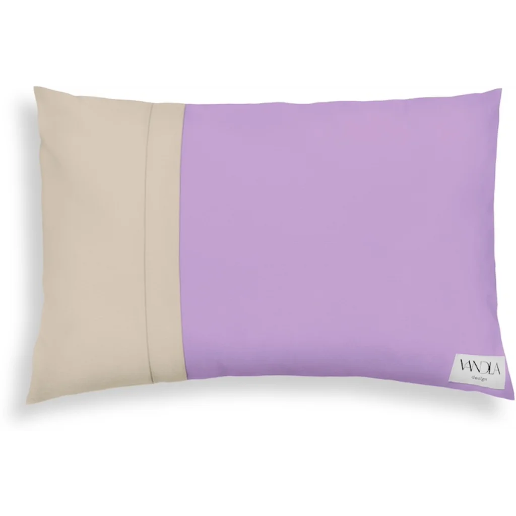 Modulare Kissenhülle rechteckig Farbkombinationen mit Flieder in Flieder+Beige von Vandla design Größe 40x60 cm