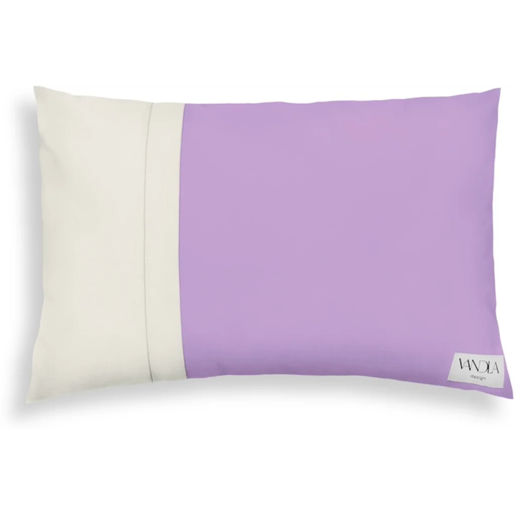 Modulare Kissenhülle rechteckig Farbkombinationen mit Flieder in Flieder+Creme von Vandla design Größe 40x60 cm