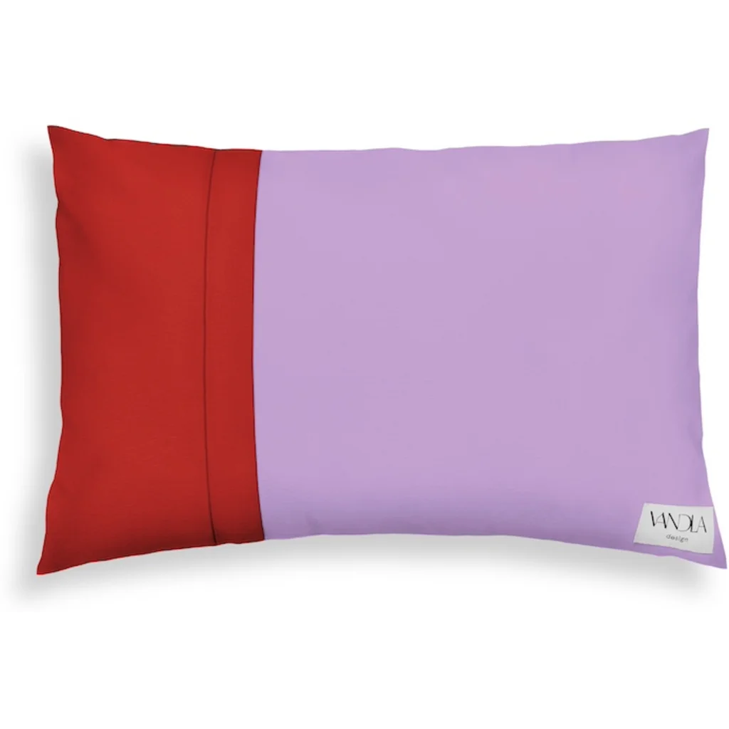 Modulare Kissenhülle rechteckig Farbkombinationen mit Flieder in Flieder+Rot von Vandla design Größe 40x60 cm
