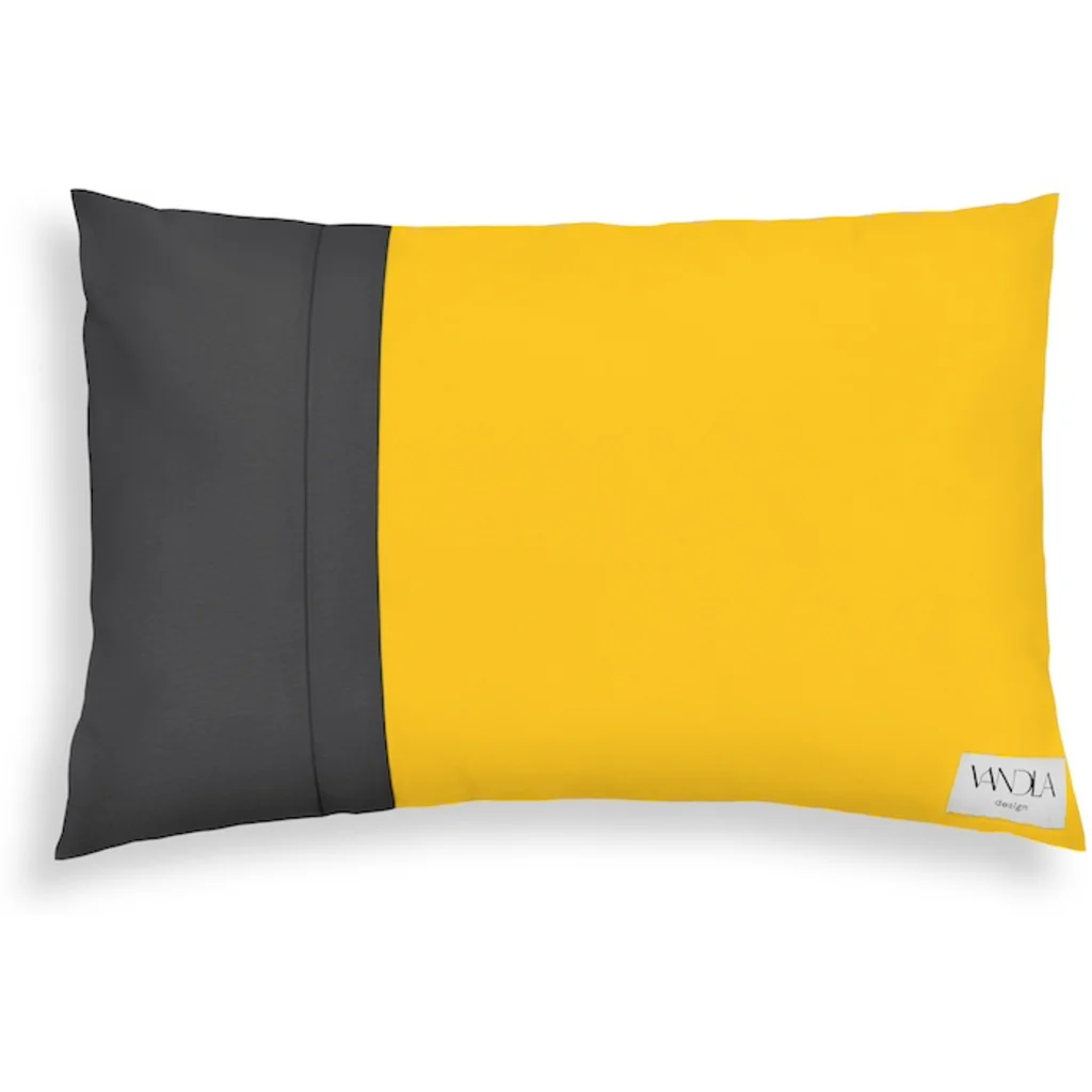 Modulare Kissenhülle rechteckig Farbkombinationen mit Gelb in Gelb+Anthrazit Gelb+Grau von Vandla design Größe 40x60 cm