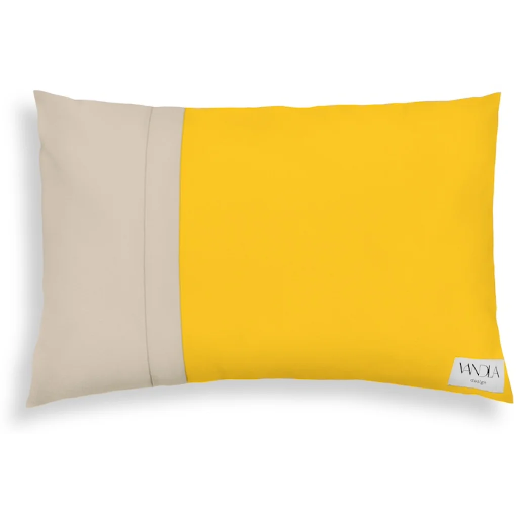 Modulare Kissenhülle rechteckig Farbkombinationen mit Gelb in Gelb+Beige von Vandla design Größe 40x60 cm
