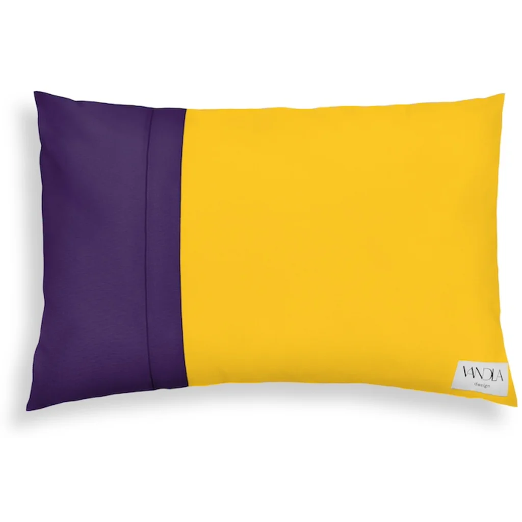 Modulare Kissenhülle rechteckig Farbkombinationen mit Gelb in Gelb+Lila von Vandla design Größe 40x60 cm