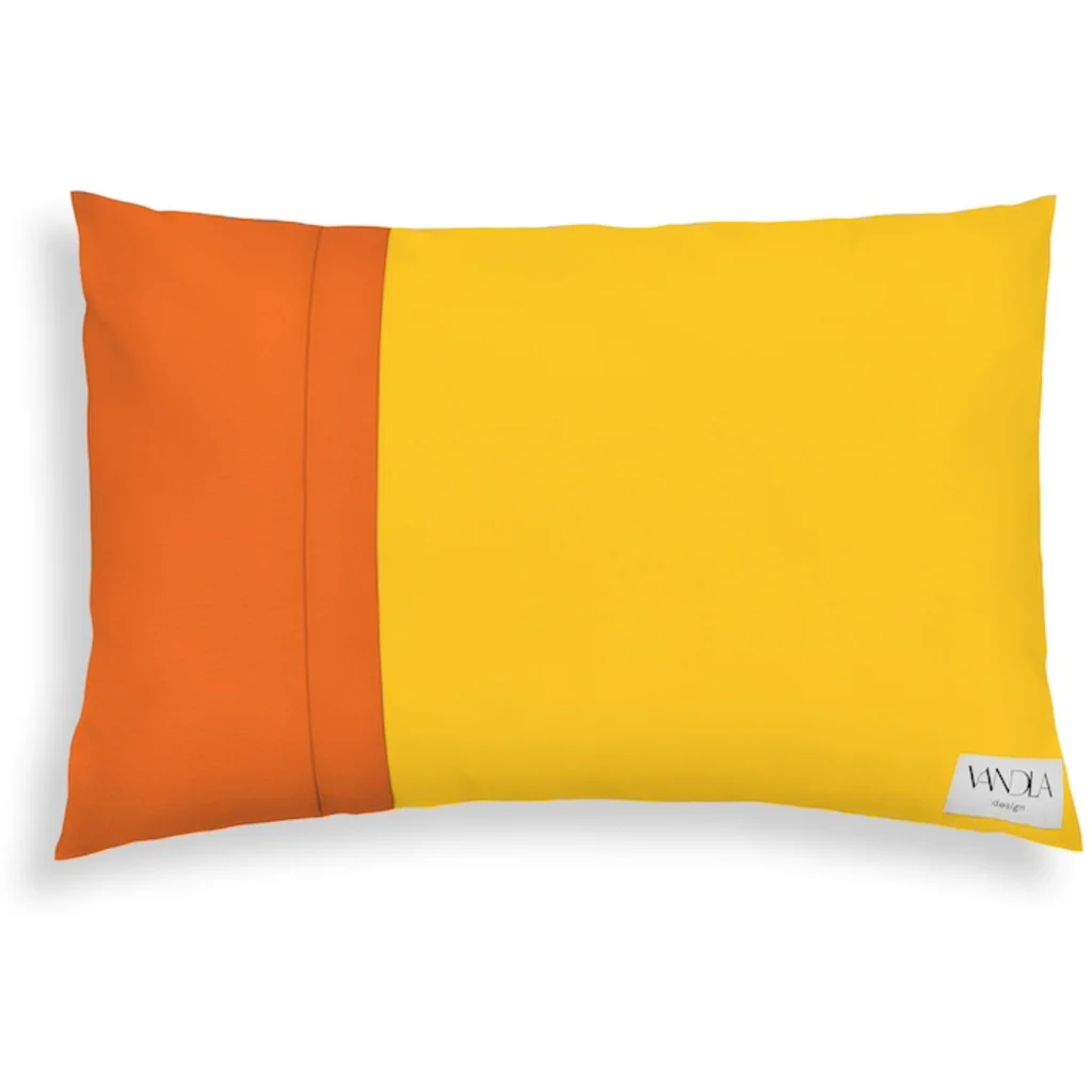Modulare Kissenhülle rechteckig Farbkombinationen mit Gelb in Gelb+Orange von Vandla design Größe 40x60 cm