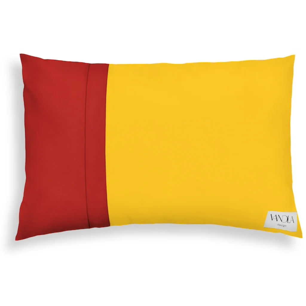 Modulare Kissenhülle rechteckig Farbkombinationen mit Gelb in Gelb+Rot von Vandla design Größe 40x60 cm