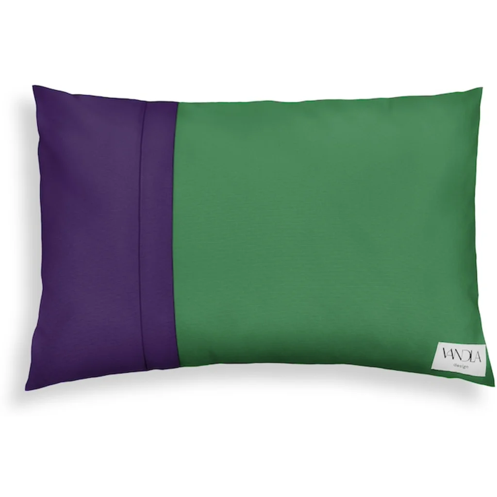 Modulare Kissenhülle rechteckig Farbkombinationen mit Grün in Grün+Lila von Vandla design Größe 40x60 cm