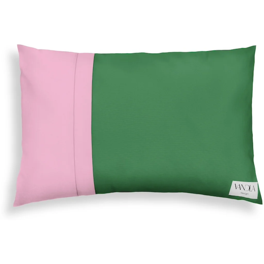 Modulare Kissenhülle rechteckig Farbkombinationen mit Grün in Grün+Pink von Vandla design Größe 40x60 cm
