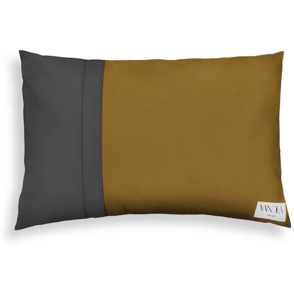 Modulare Kissenhülle rechteckig Farbkombinationen mit Hellbraun in Hellbraun+Anthrazit Braun+Grau von Vandla design Größe 40x60 cm