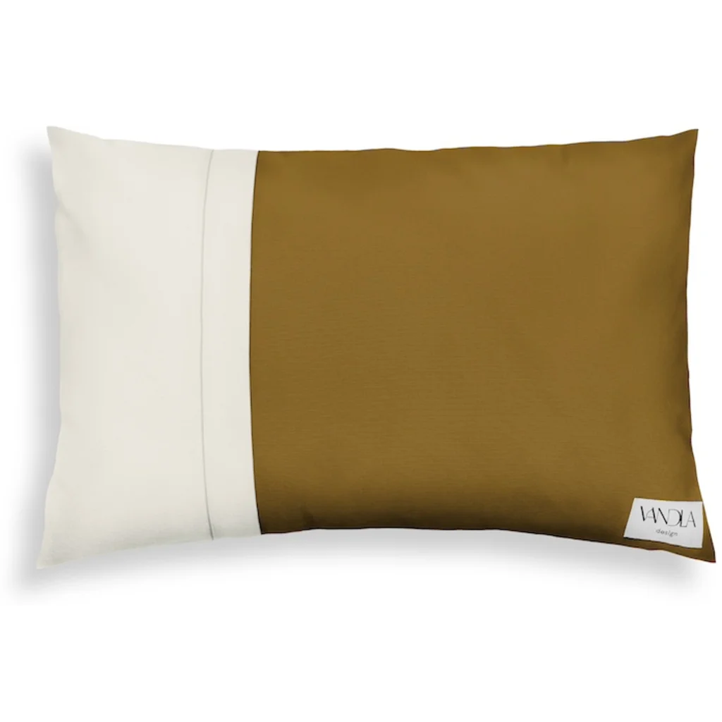 Modulare Kissenhülle rechteckig Farbkombinationen mit Hellbraun in Hellbraun+Creme Braun+Creme von Vandla design Größe 40x60 cm
