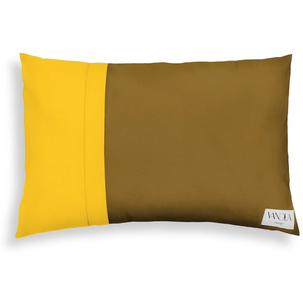 Modulare Kissenhülle rechteckig Farbkombinationen mit Hellbraun in Hellbraun+Gelb Braun+Gelb von Vandla design Größe 40x60 cm
