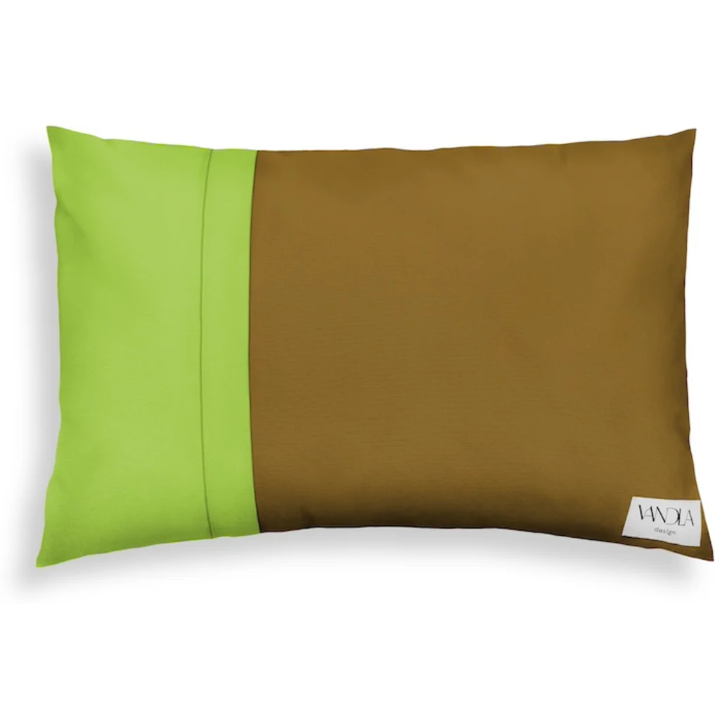 Modulare Kissenhülle rechteckig Farbkombinationen mit Hellbraun in Hellbraun+Limette Braun+Grün von Vandla design Größe 40x60 cm