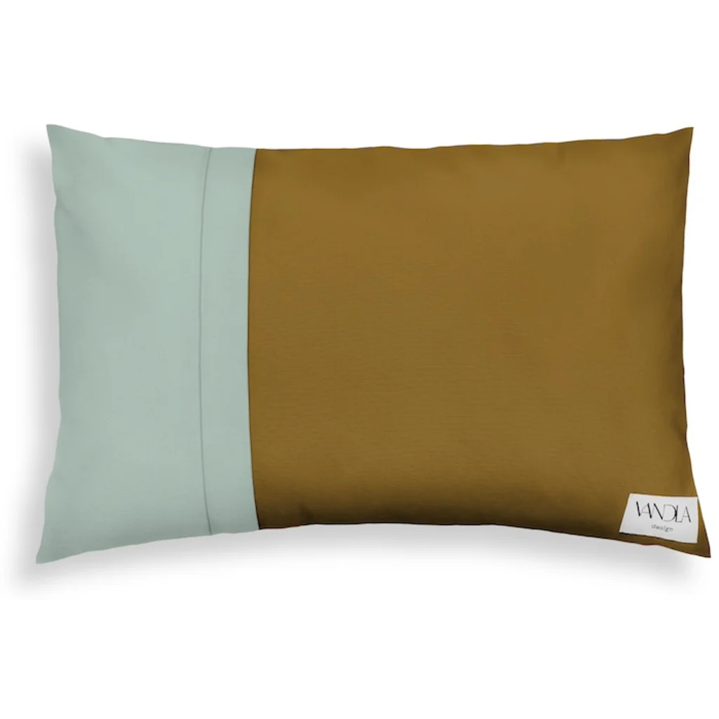 Modulare Kissenhülle rechteckig Farbkombinationen mit Hellbraun in Hellbraun+Mint Braun+Grün von Vandla design Größe 40x60 cm
