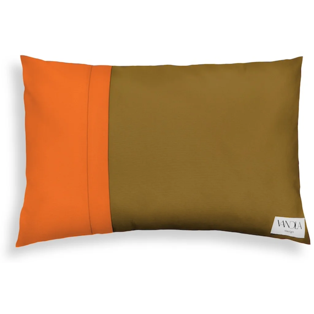 Modulare Kissenhülle rechteckig Farbkombinationen mit Hellbraun in Hellbraun+Orange Braun+Orange von Vandla design Größe 40x60 cm
